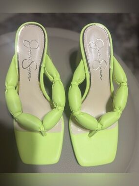 Jessica Simpson Neon Green Knotted Strap Sandals